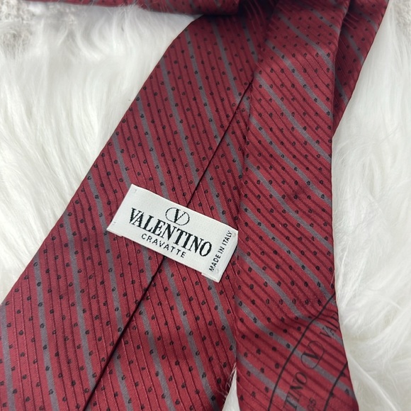 Valentino Cravatte Dotted Stripes Silk Necktie Men’s 4” Wide 57”L Made In Italy - Picture 4 of 8